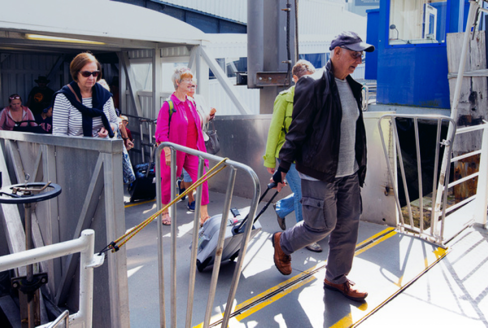 Passengers disembarking ferry