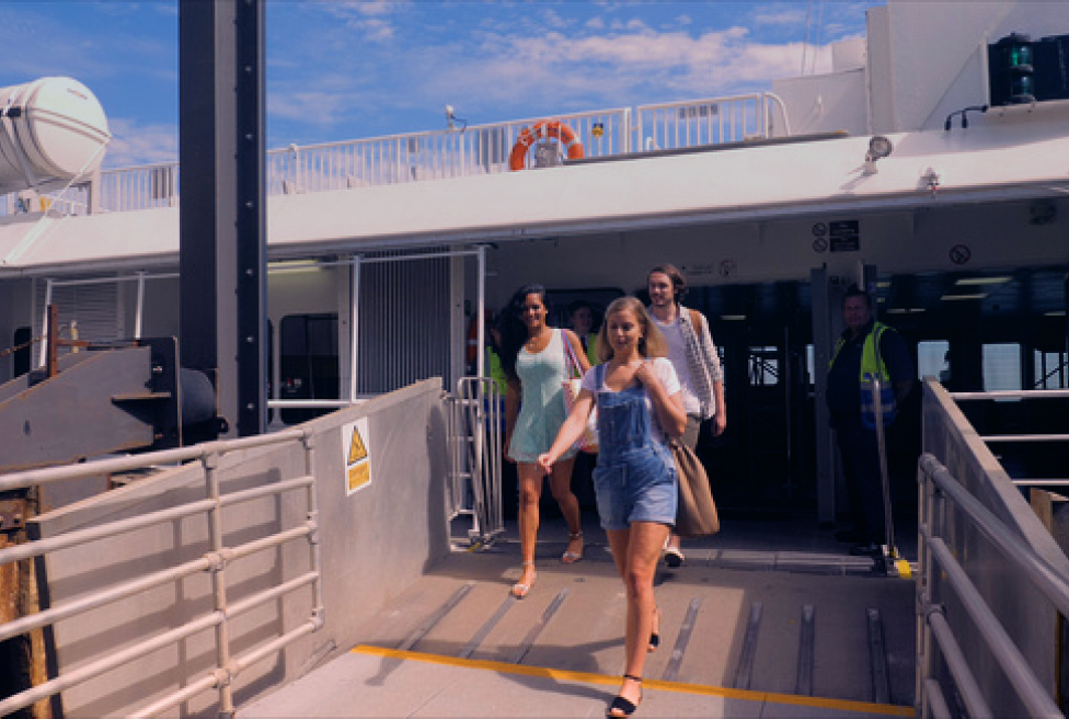 Passengers disembarking ferry