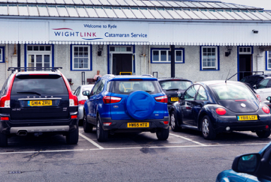 Parked vehicles at Wightlink port