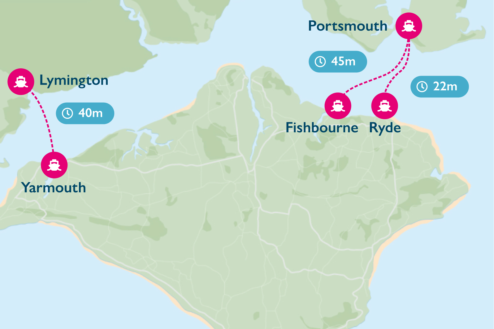 Map showing Wightlink routes