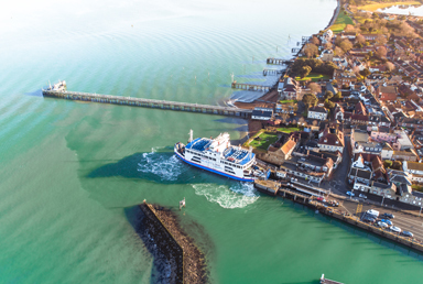 Wightlink ferry docked at Yarmouth port