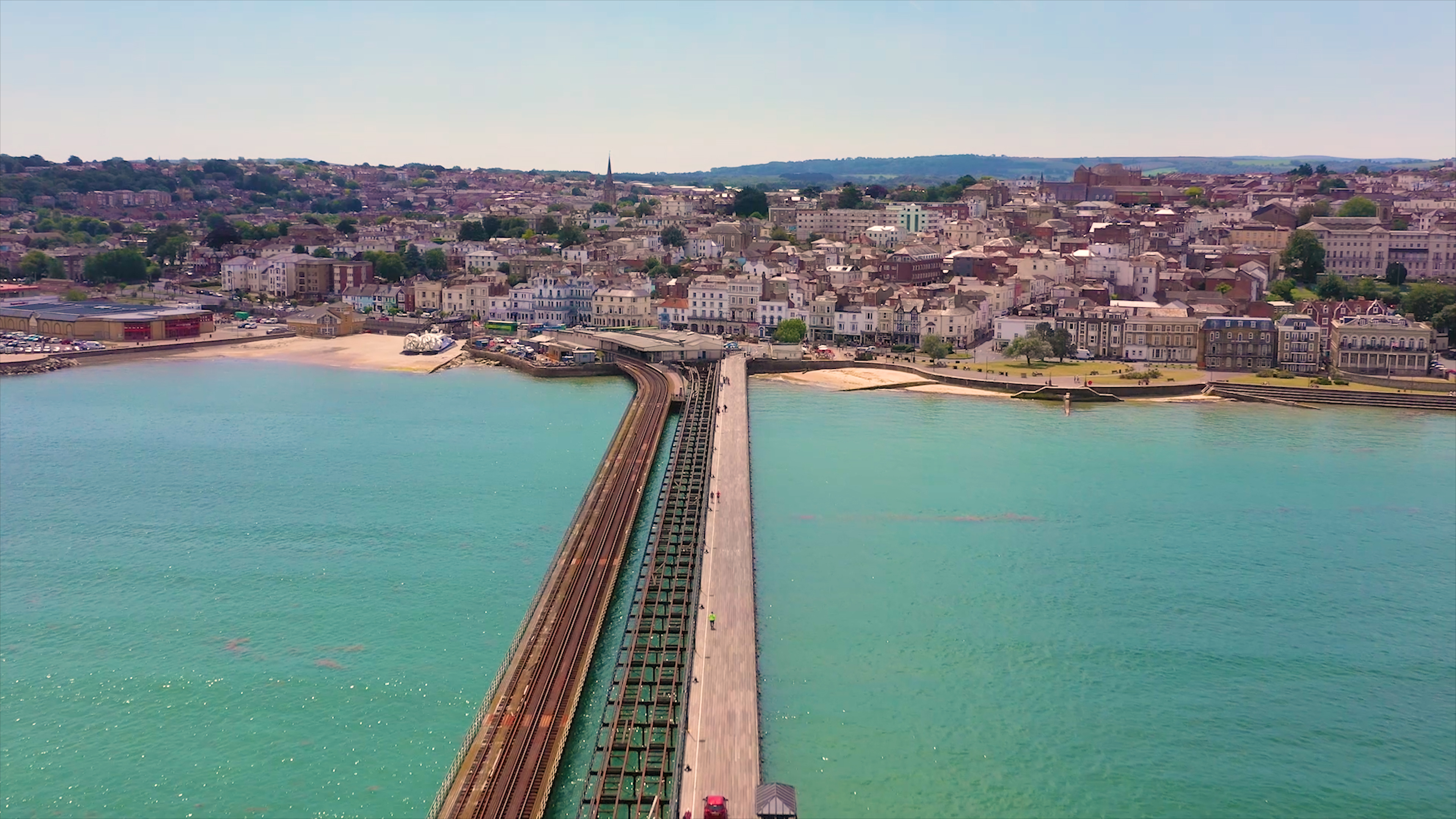 Aerial view of Ryde Pier and Ryde, Isle of Wight